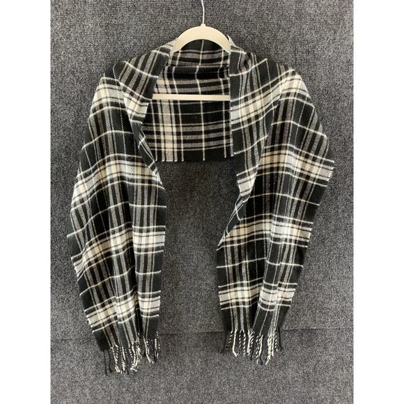 Merona Women’s Scarf Flannel Plaid Black White One Size - Picture 2 of 7